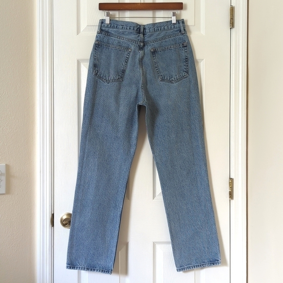Topshop Distressed Medium Wash High Rise Straight Leg Button Fly Dad Jeans 28 - Picture 4 of 14